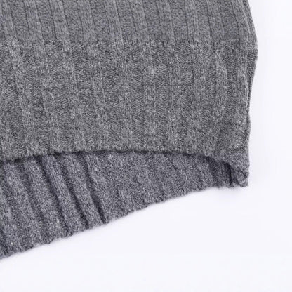 Round neck long sleeved loose fitting pullover knitted sweater for women